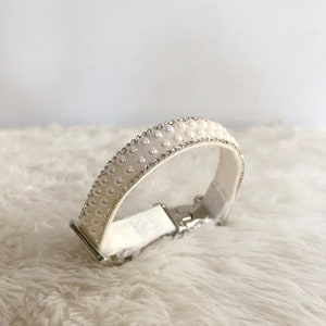 Wedding Pearl Rhinestones Collar for dog cat | Bling glitter shiny luxurious silver collar | Dog Cat Tiffany Co.