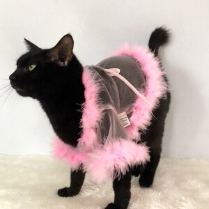 Sheer Tulle Feathers Robe custom made for dog cat rabbit | Slay Robe | Luxurious robe | Dog maternity robe dress image 3