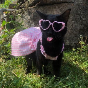 Lunettes de soleil coeur scintillantes scintillantes avec strass Lunettes de soleil faites main Jolies lunettes Paris Hilton Barbie pour chien et chat image 3