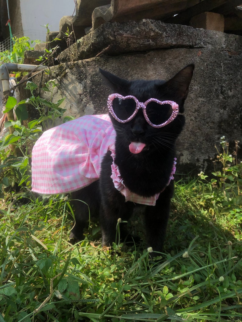 Rhinestones Shimmer Glitter Heart Sunnies Handmade Sunglasses Pretty Paris Hilton Barbie glasses for dog cat image 3
