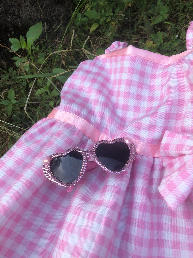 Rhinestones Shimmer Glitter Heart Sunnies Handmade Sunglasses Pretty Paris Hilton Barbie glasses for dog cat image 5