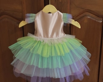 Rainbow Unicorn Colorful tutu dress for dog cat birthday party or Halloween costume