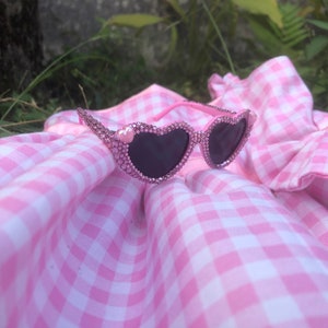 Lunettes de soleil coeur scintillantes scintillantes avec strass Lunettes de soleil faites main Jolies lunettes Paris Hilton Barbie pour chien et chat image 6