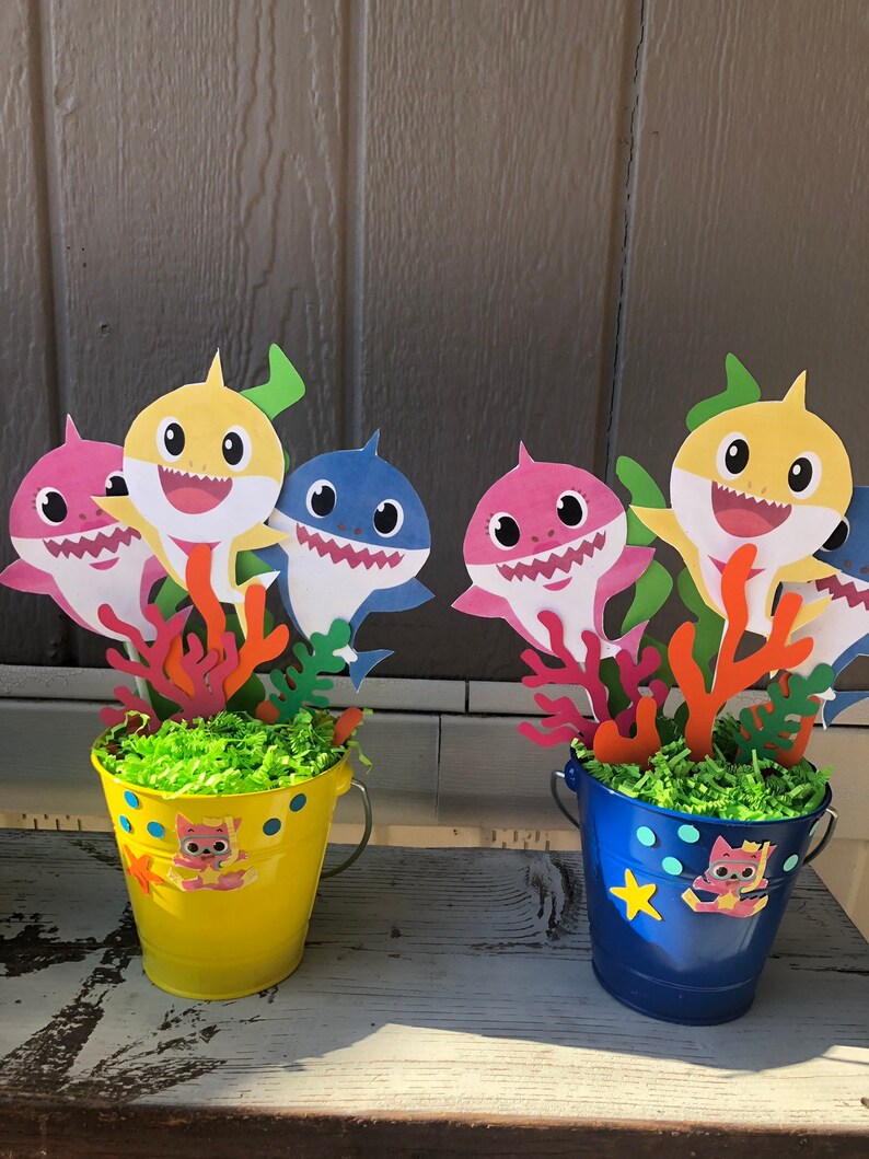 Baby Shark Bucket Centerpieces price per Bucket Etsy