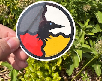 Sticker en vinyle Roue médicinale huard – Sticker imperméable d'inspiration autochtone pour bouteilles d'eau, ordinateurs portables, journaux, vitres de voiture