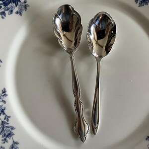 Vintage Silverplate Sugar Shell Spoons Set of 2 Ornate Classic Mixed Elegant Tea