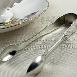 Antique Sugar Tongs English Kings Pattern Harrison Brothers & Howson Sheffield A1 Silverplate 4.25"