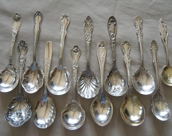 Silverplate ornate Sugar Spoons  Floral Cottagecore Tea Spoons