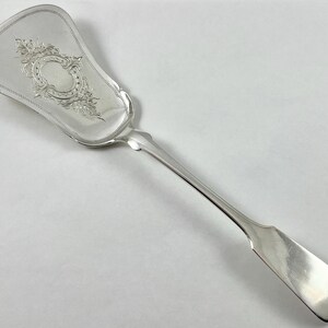 Antique German 800 Silver Pastry Server Ornate Engraved Cartouche J Cuhl Hamburg