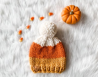 Candy Corn Hat - Hand Knit - Made to Order