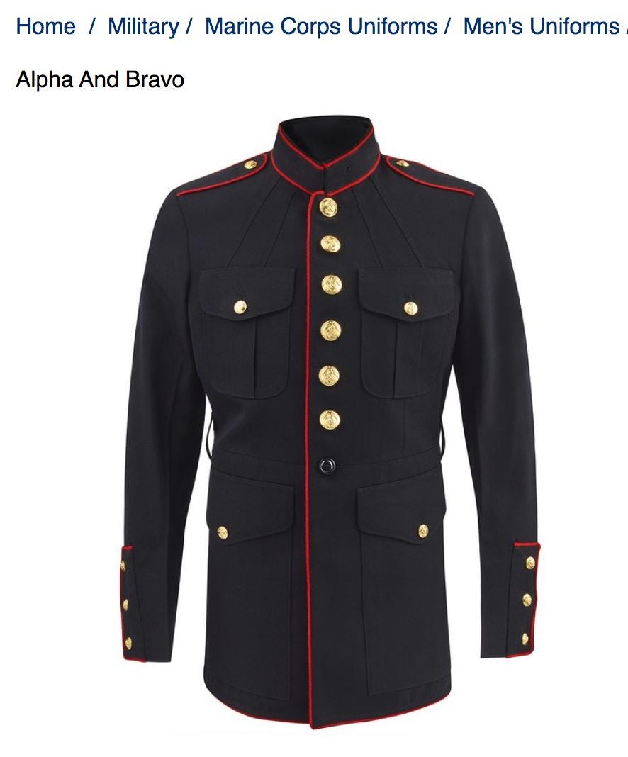 Marine Officer Blues Coat US Marine Corps Dress Blues Coat Jacket