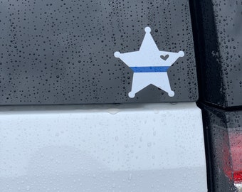 Thin blue deputy star, 5 point star thin blue line, thin blue line decal, thin blue line car sticker, Deputy thin blue line, deputy wife