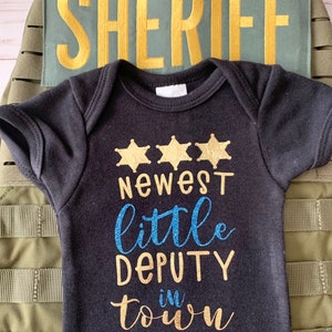 Police Body Suit, Newest Little Deputy, Deputy Sheriff, Baby Announcement, Baby Girl, Baby Boy, Police Family, Police Baby, image 2