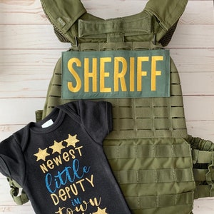 Police Body Suit, Newest Little Deputy, Deputy Sheriff, Baby Announcement, Baby Girl, Baby Boy, Police Family, Police Baby, image 3