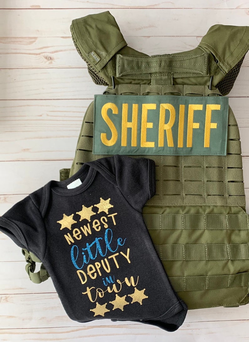 Police Body Suit, Newest Little Deputy, Deputy Sheriff, Baby Announcement, Baby Girl, Baby Boy, Police Family, Police Baby, image 1