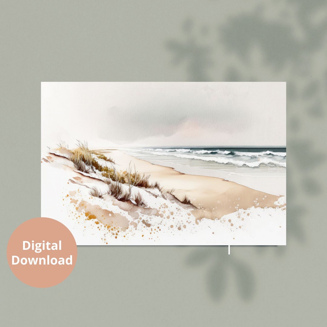 Watercolor Beach Wall Art / Beach Wall Art / Earth Tones / Etsy