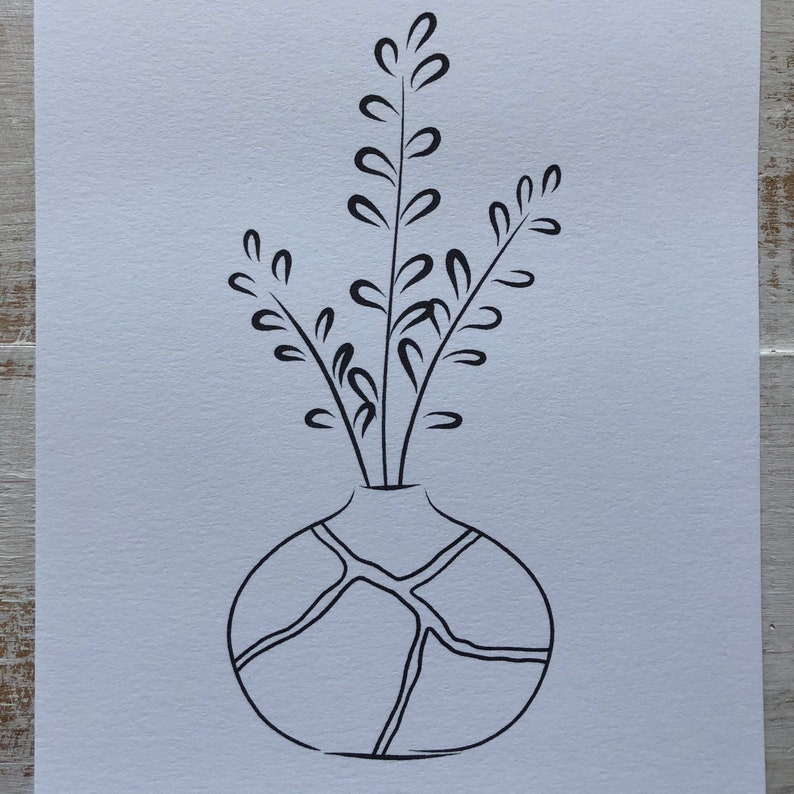 DIY Kintsugi Wall Art / 5x7 / Just Add Gold / Digital Download / Hand