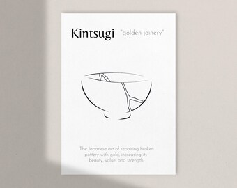 Kintsugi Wall Art / 5"x7" / Just Add Gold / Digital Download / Hand-Drawn / Create Your Own Kintsugi Wall Art / Kintsugi Art Print