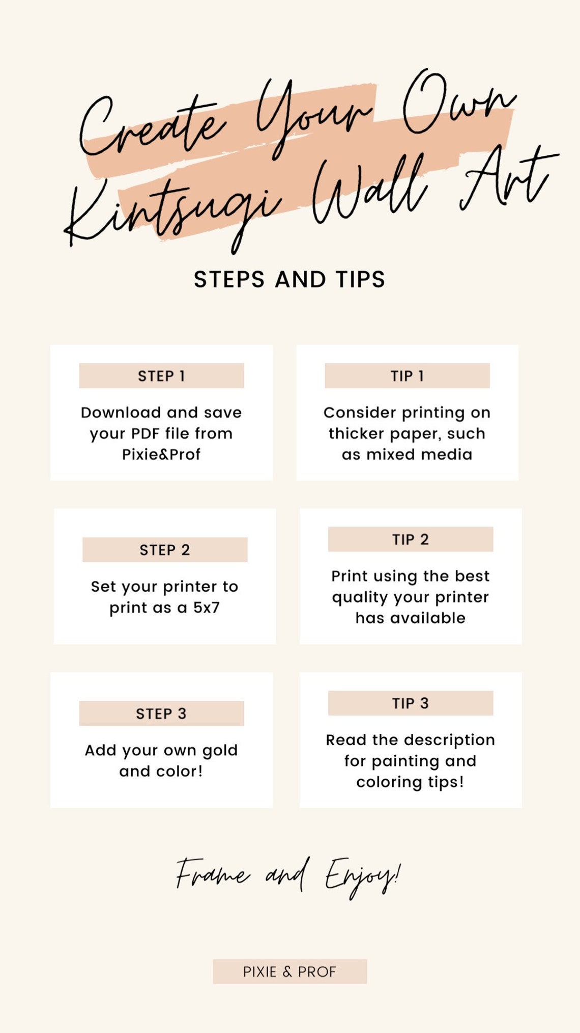 Kintsugi Wall Art / 5x7 / Just Add Gold / Digital Download / Handdrawn