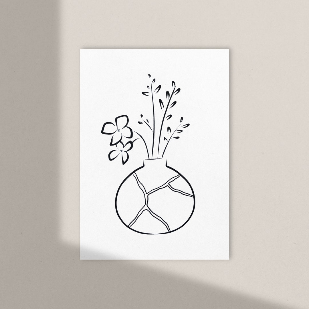 DIY Kintsugi Wall Art / 5x7 / Just Add Gold / Digital Download / Hand