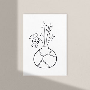 DIY Kintsugi Wall Art / 5&quot;x7&quot; / Just Add Gold / Digital Download / Hand-Drawn / Create Your Own Kintsugi Wall Art / Kintsugi Art Print