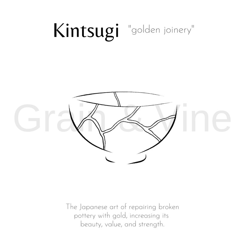 Kintsugi Wall Art / 5x7 / Just Add Gold / Digital Download / Handdrawn