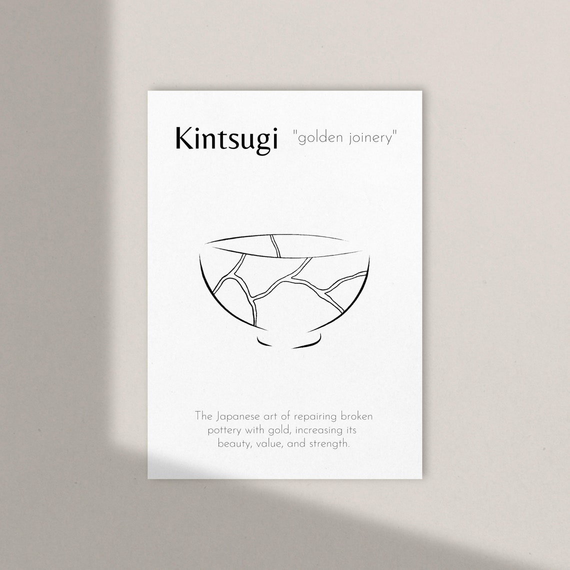 Kintsugi Wall Art / 5x7 / Just Add Gold / Digital Download / Handdrawn