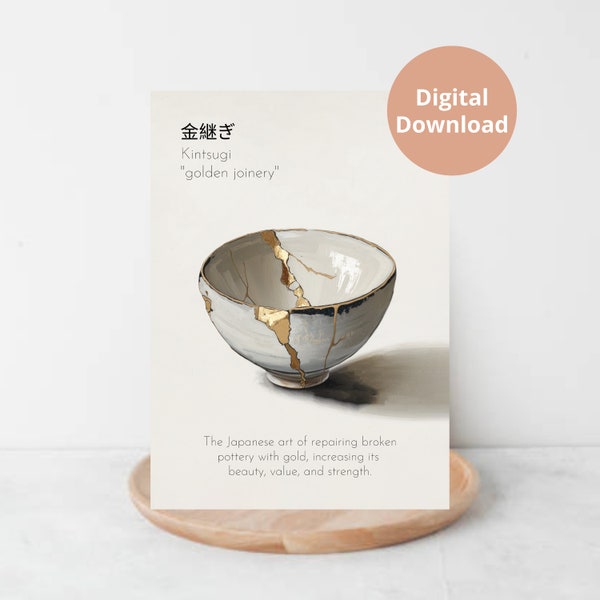 Meaningful Gift Kintsugi Wall Art Kintsugi Painting Kintsugi Bowl Kintsugi Definition Neutral Tones Printable Wall Art Digital Download