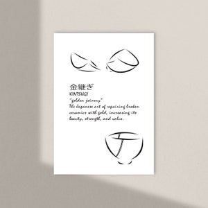 Kintsugi Wall Art / 5&quot;x7&quot; / Just Add Gold / Digital Download / Hand-Drawn / Create Your Own Kintsugi Wall Art / Kintsugi Art Print