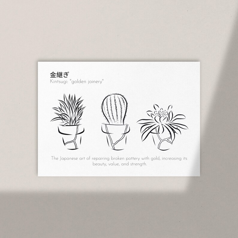 Kintsugi Wall Art / 7x5 / Just Add Gold / Digital Download / Handdrawn