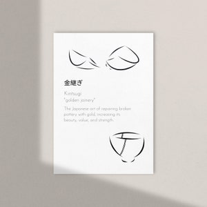 Kintsugi Wall Art / 5&quot;x7&quot; / Just Add Gold / Digital Download / Hand-Drawn / Create Your Own Kintsugi Wall Art / Kintsugi Art Print