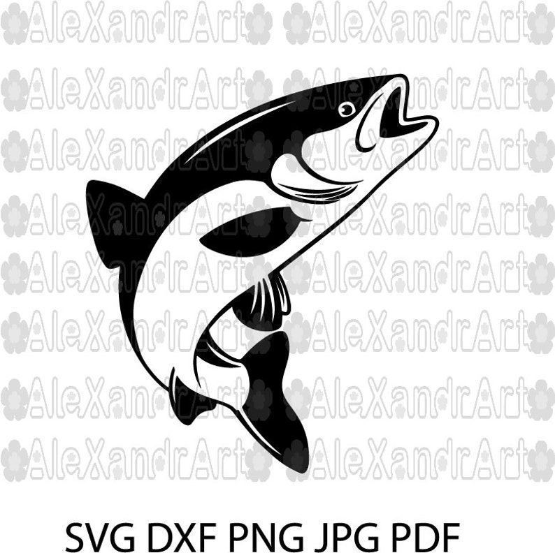 Download Materials Craft Supplies Tools Fish Up Svg Dxf Png Jpg Pdf Cut File For Cricut For Cameo Fish Jumping Fishing Fisherman Water Salmon Trout