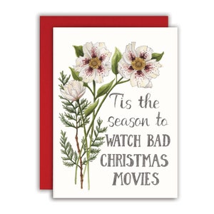 Carte de Noël amusante Carte de film Mauvais Noël - C'est la saison pour regarder des films de mauvais Noël