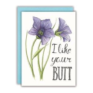 Carte d'anniversaire amusante Carte de Saint-Valentin amusante - J'aime tes fesses