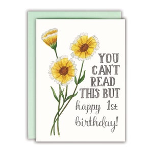 Tarjeta divertida para el primer cumpleaños Tarjeta para el primer cumpleaños Tarjeta divertida para bebé - No puedes leer esto, pero feliz primer cumpleaños