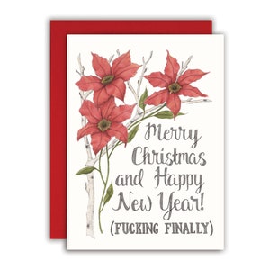 Divertente biglietto di auguri di Buon Natale, biglietto di auguri di Felice Anno Nuovo Divertente biglietto di auguri di Capodanno - Buon Natale e Felice Anno Nuovo (Finalmente)