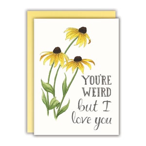Carte d'anniversaire amusante Carte de Saint-Valentin amusante Jolie carte d'amitié - Tu es bizarre mais je t'aime