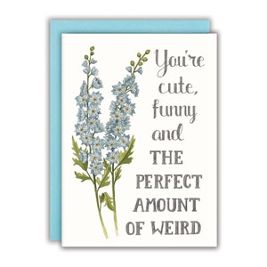 Verjaardagskaart Funny love-kaart Leuke verjaardagskaart Bloemenverjaardagskaart - You're Cute, Funny and the Perfect Amount of Weird-kaart