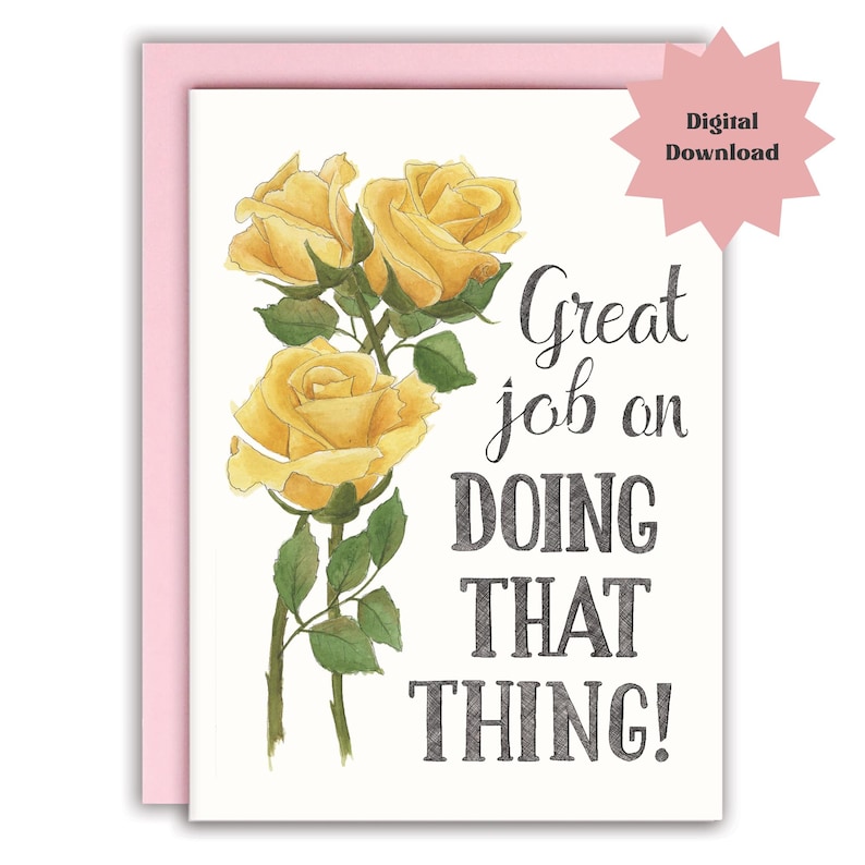 Homemade Good Job Card Funny Congratulations Card Printable Good Job Card- Great Job on Doing ...