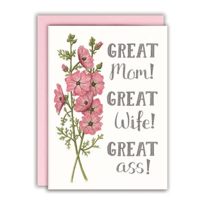Carte de fête des mères amusante pour femme de son mari Carte de fête des mères de son conjoint - super maman !  Super femme !  Super cul ! Carte
