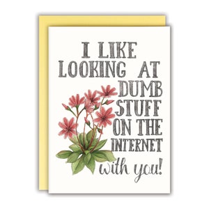 Carte d'anniversaire amusante Carte de la Saint-Valentin amusante Jolie carte d'amitié - J'aime regarder des trucs stupides sur Internet avec vous