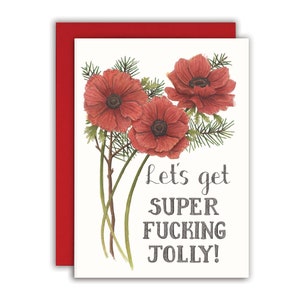 Grappige kerstkaart Kerstkaart voor volwassenen voor vriend Grappige kerstkaart Heb een vrolijk kerstfeest - Let's Get Super Fucking Jolly Card
