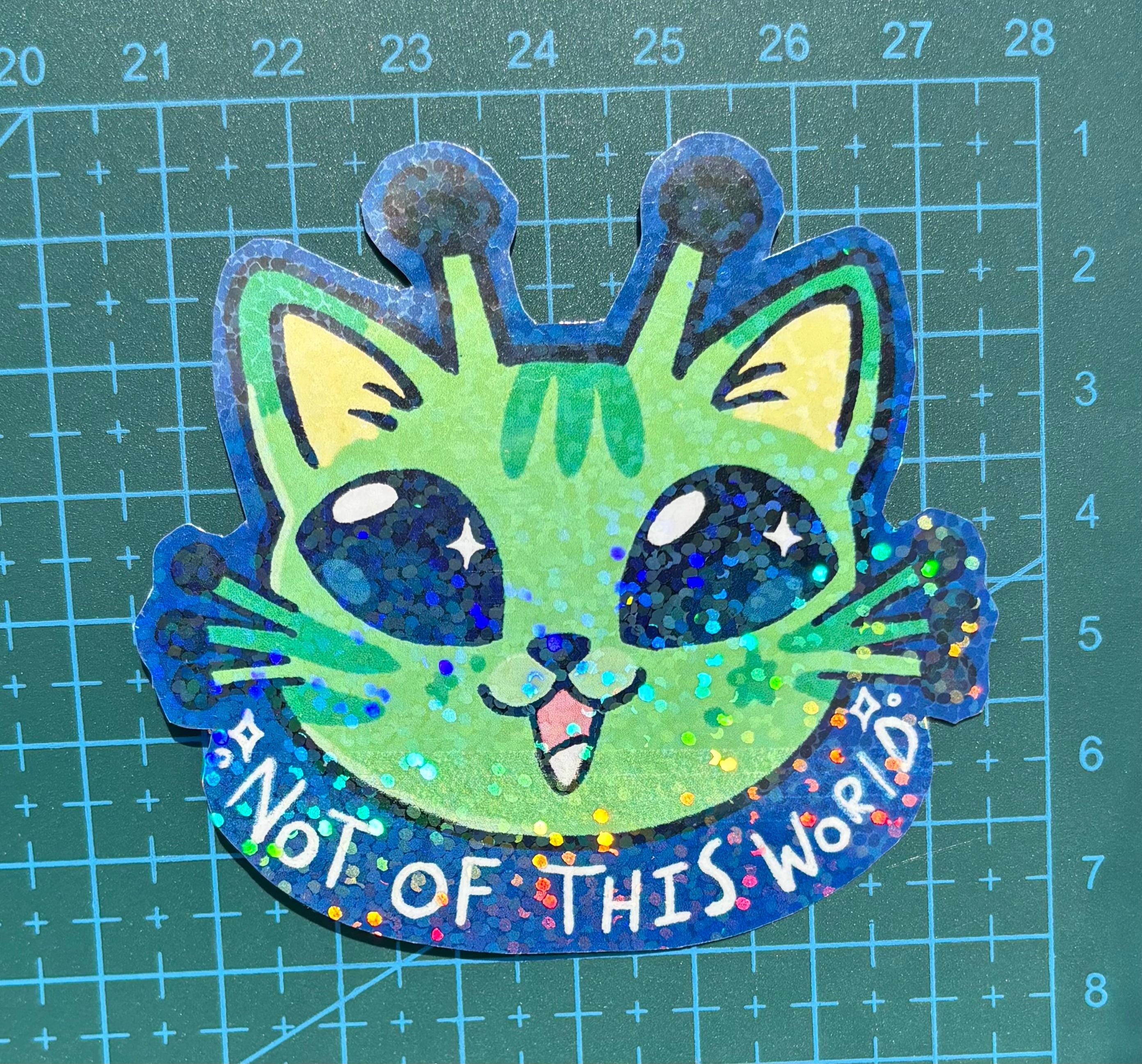 Gnarp Not of This World Alien Cat Sticker - Etsy