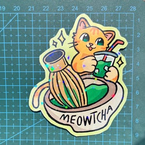 meowtcha matcha cat sticker