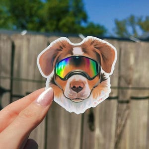 Red Tri Aussie Holographic Goggles 3” Sticker