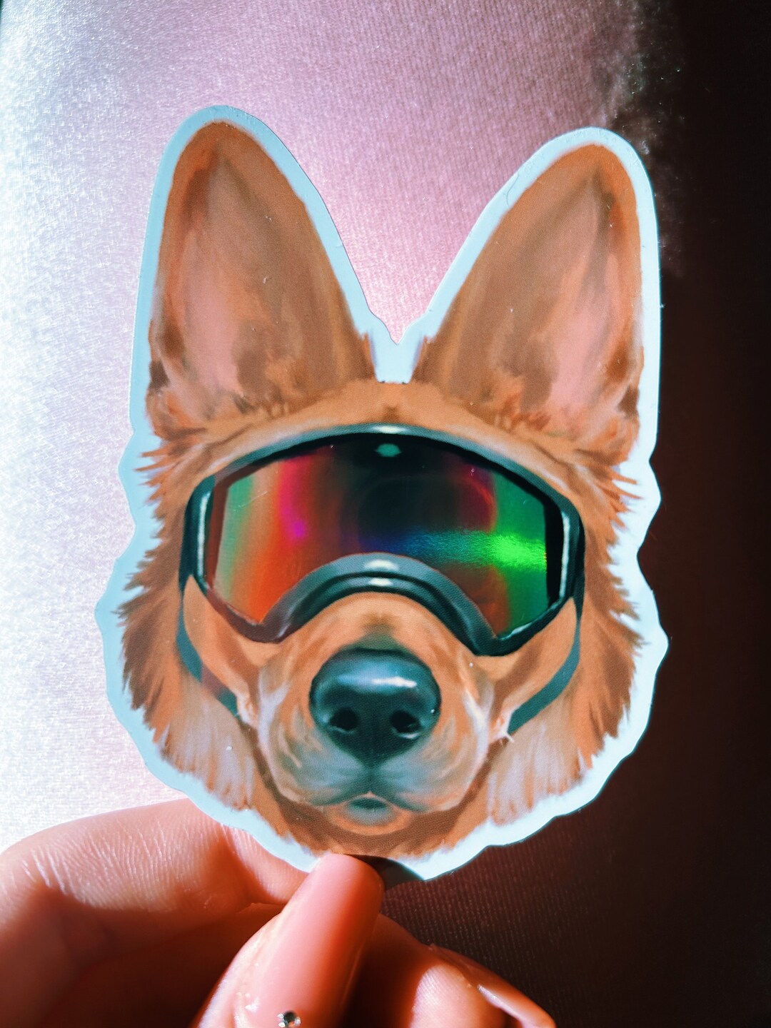 Holographic All Tan German Shepherd Dog Goggles 4 Sticker Etsy