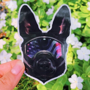 Holographic Black Belgian Malinois Goggles 4” Sticker