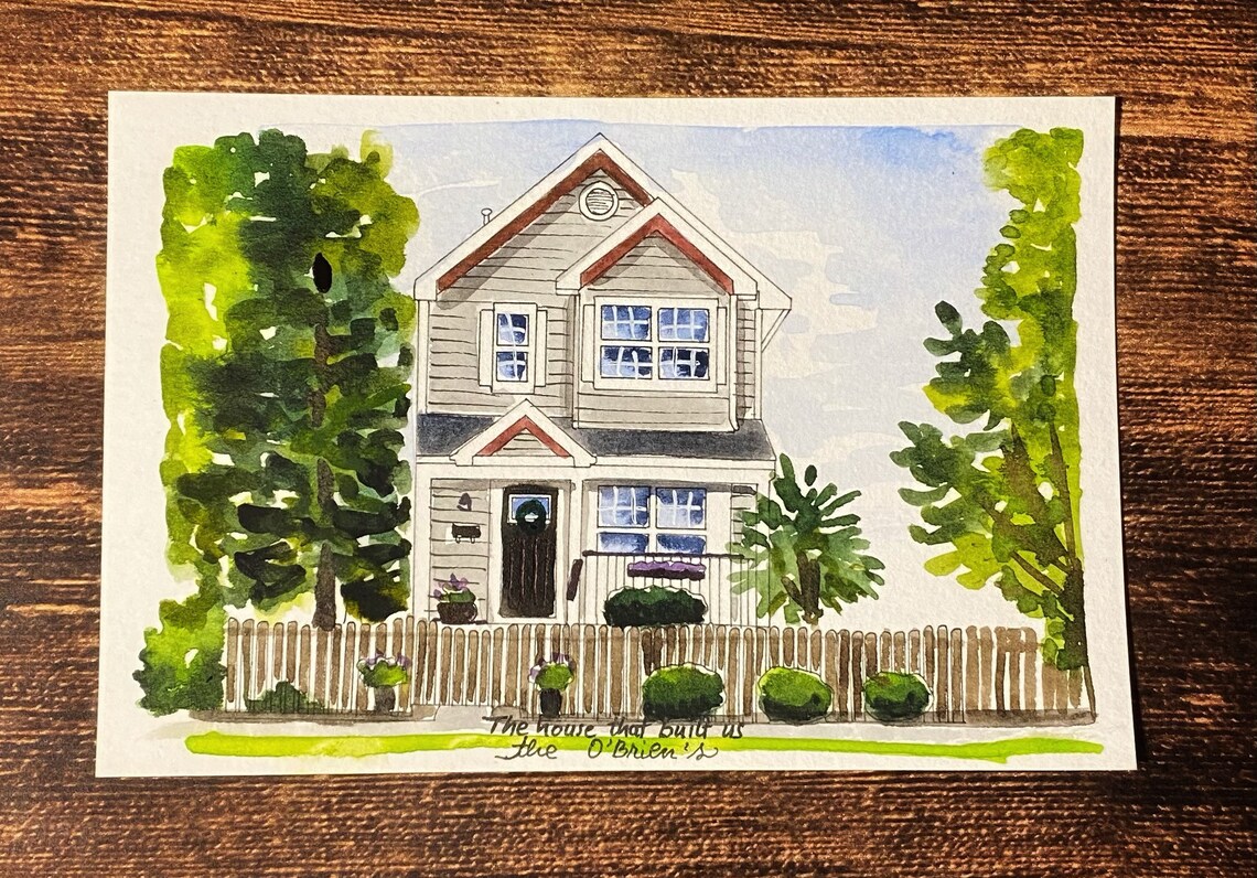 Watercolor House painting house portrait house illustration Etsy