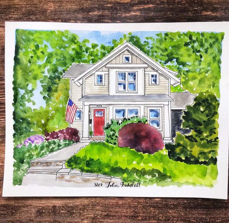 Custom Watercolor House Painting Watercolor House Portrait Etsy