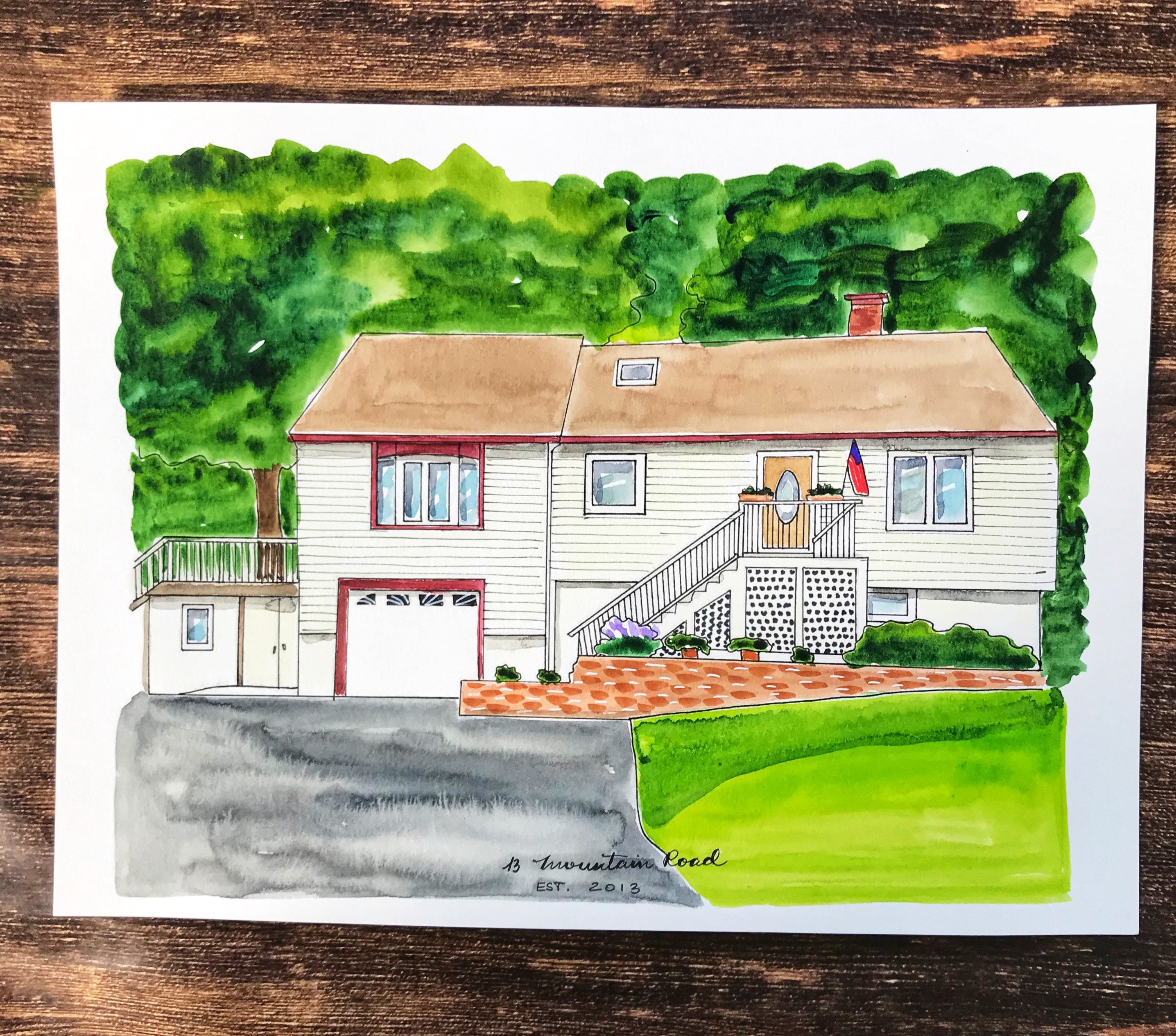 Painting Art & Collectibles Watercolor Home Painting Realtor Closing
